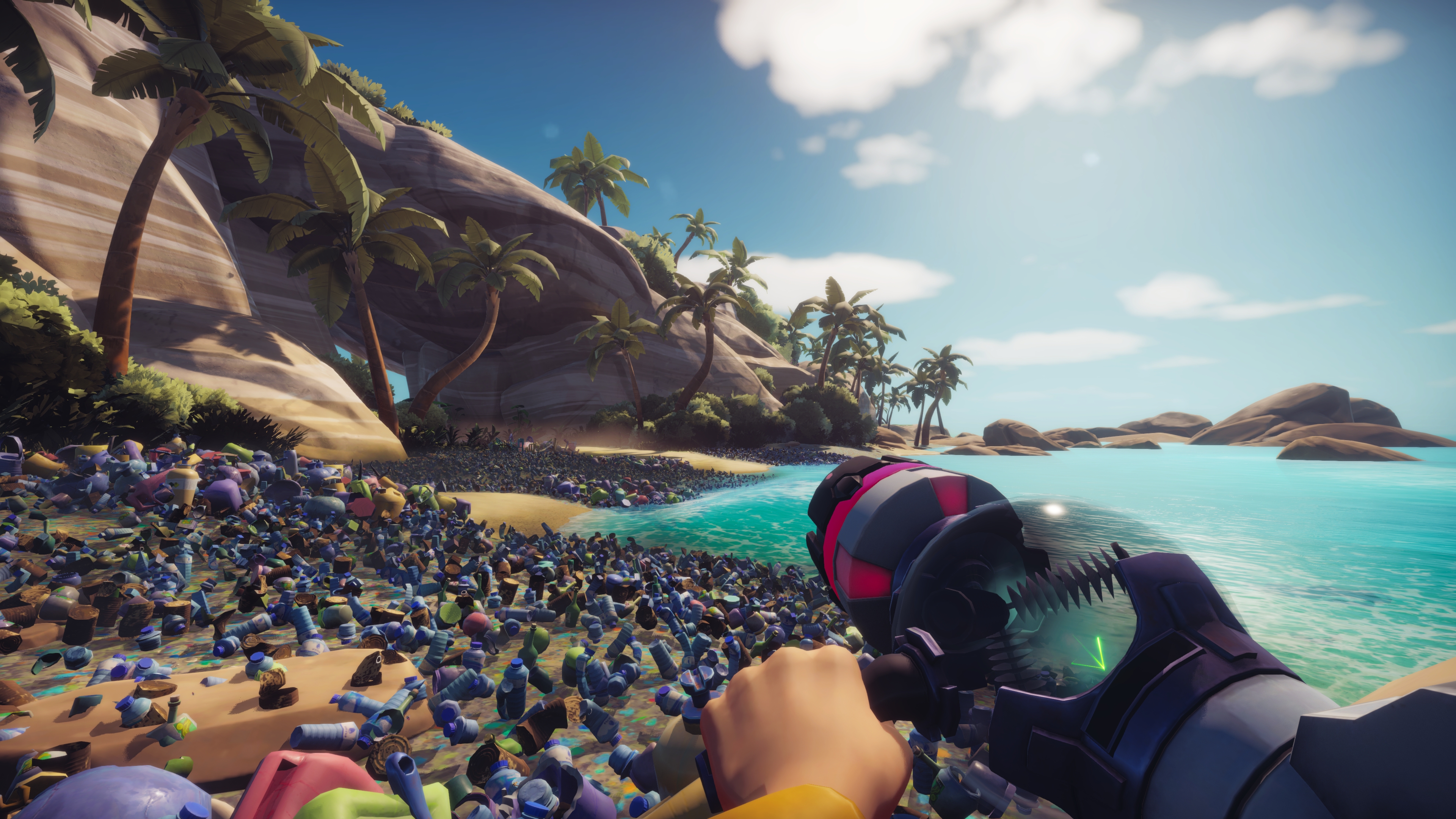 The Terra Cleaner at work beside a tropical shoreline